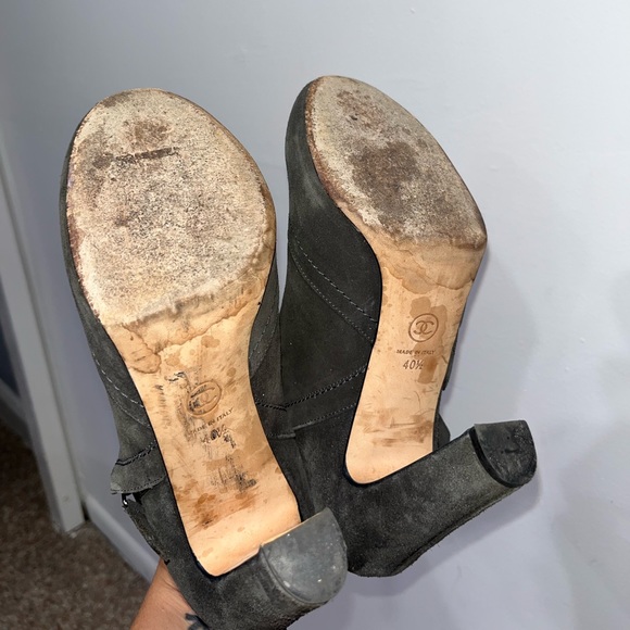 Auth Chanel gray suede ankle booties - Picture 8 of 10